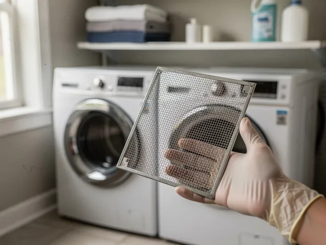 San Clemente Dryer Vent Cleaning specialist performing detailed lint trap cleaning service in San Clemente