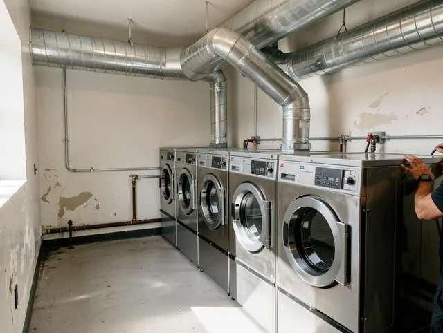 San Clemente Dryer Vent Cleaning team performing large-scale commercial dryer vent cleaning in San Clemente