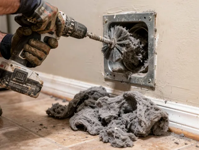 Certified San Clemente Dryer Vent Cleaning technician performing dryer vent cleaning in San Clemente